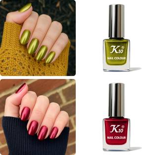 K10 Quick Dry,Chip Resistant, Long Lasting nail paint combo Multi color Lemon,DarkRed