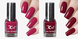 K10 Long Stay High Glossy Matte Finish Nail paint combo set(12ML Each) Burgundy,Darkred