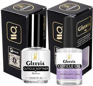 Gleevia Cuticle Oil & Cuticle Softener Combo Pack for Nourish & Moisturize Cuticles Clear