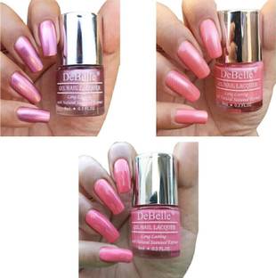 देबेलले Nail Polish Combo Kit of 3 (मैटेलिक पिंक, पिंक शिमर, बेबी पिंक)
