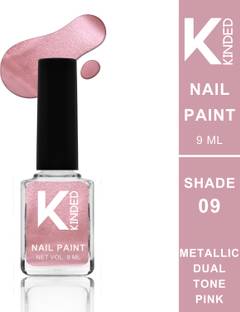 KINDED Nail Paint Lacquer Nail Polish Enamel with One Coat Single Stroke Application Metallic Dual Tone Pink