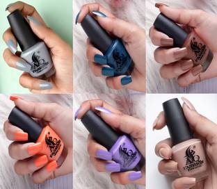 AQ FASHION New Pastel HD Shine Color Nail Polish Combo Set ( POOJA 05) Gery, Astronaut Blue, Brown, Peaches Orange, Royal Purple, Nude