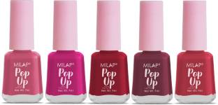 MILAP Pop Up Nail Paint Combo Pack of 5, Quick Drying & Long Lasting 7ml Each 69, 39, 26, 21, 18