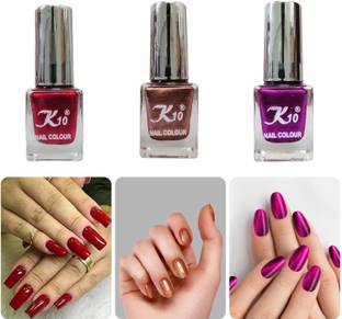 K10 Metallic finish nail Polish combo pack Dark Red,Dark Pink,Coffee