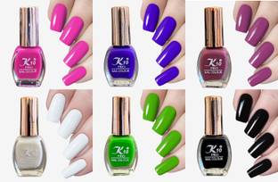 K10 Quick dry Long lasting Matte Nail Polish combo set (7ML Each) Pink,Light,Blue,Light,Purple,White,Parrot,Black