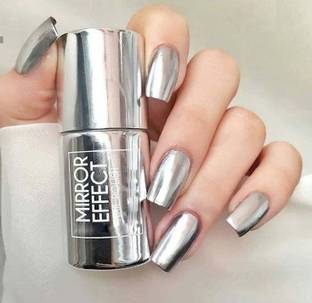 EVERERIN Nail Polish Metallic Finish Nail Paint Quick Drying Long-Lasting Silver