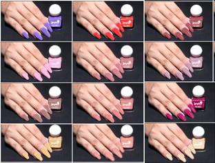 BUSSIN' BEAUTY Glossy Finish Nail Lacquer Kit | Stay Long, Quick Dry Paint With Chip Resistant- 12 Vibrant Shades