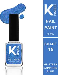 KINDED Nail Paint Lacquer Nail Polish Enamel with One Coat Single Stroke Application Glittery Sapphire Blue