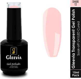 Gleevia UV LED Soak-Off Transparent Gel Polish for Professionals 15ml Brush Cap T2 Shade T2