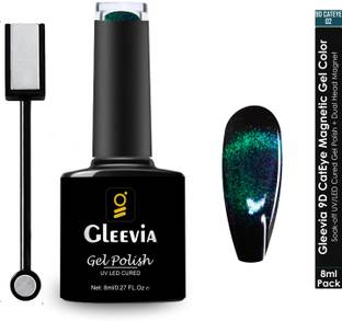 Gleevia 9D Cat Eye Nail Polish- Magnetic UV Gel Color 8ml with Magnet Combo Pack 9D02 Color: Sherpa Blue