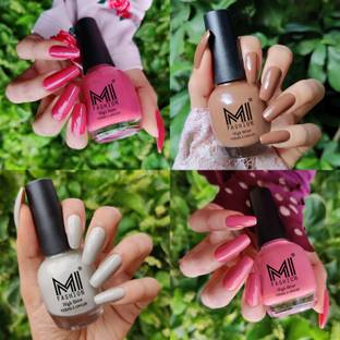 MI FASHION Ultra Glass Shine Long Stay Nail Polish 15ML each Set -4 TAN, Dark Nude, Candy Cotton, Light Nude
