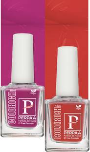 Perpaa Colorich Vegan & Organic | Glossy Gel Nail Polish,combo 11(10 ml each) Rani Pink, Bold Red