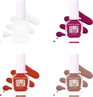 MATTLOOK Nails of Fame Nail Enamel With Multiple Vibrant Colors, 12ml Pack of 4 Set-01