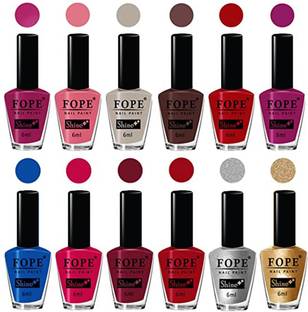 FOPE Quick Drying Nail Polish Latest Shades Collection Blue, Silver, Golden, Blood Red, Dark Brown, Light Pink, Purple, Tomato Red, Pink, Dark Pink