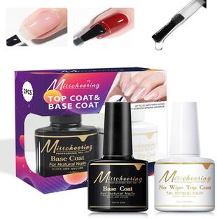 BOZLIN No Wipe Gel Top Coat and Base Coat Shine Finish and Long Lasting UV Gel Nail Art (Clear)