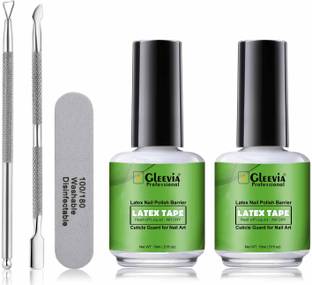 Gleevia Gel Polish Latex Barrier Peel off Liquid for Cuticle Guard with Tools Combo Pack White