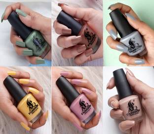AQ FASHION New Pastel HD Shine Color Nail Polish Combo Set Emerald Green, Weathered Cayenne Brown, Dolphin Gray, Apricot Yellow, Old Rose, Pale Taupe