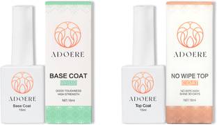 Adoere Combo Kit of UV Top Coat Glossy and Base Coat Rubber 15ml Each Pack Nail Art Design Manicure Gifts for Women, Transparent