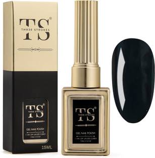THR3E STROKES Gel Nail Polish UV | Long Lasting, High Gloss, Hema-Free for Nail Art | 43 - Black (UV Lamp Needed)