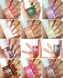 GIFTY Nail Paint |Set of 12 Nail Polish 8ml | Long Stay, Quick Dry | Gift for Women Peach, Lavender, Forest Green, White, Nude, Gold, Silver, Dark Chocolate