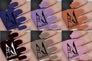 A1Fashion HD Shine Nail Lacquer long-lasting stay Nail Polish Combo Set CERULEAN BLUE, IRIS PURPLE, HALLOWEEN, BLACK, COFFEE, NEON PINK