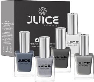 Juice | ONE COAT | NAIL PAINT COMBO | LONG LASTING | 11ML EACH | PACK OF 5 | ASH BLONDE - C06, HANDBALL COURTS - C09, STEEL GRAY - 23, GRAVEL GRAY - 27, BRISTOL FOG - 76