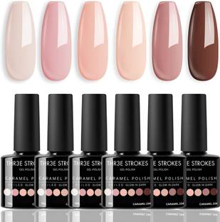 THR3E STROKES UV Gel Nail Polish Set Caramel and Brown Warm Earthy Colors Gel Polish Kit 7.5ml Caramel 234