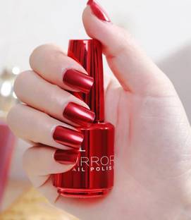 MYEONG Red Shade Metallic Mirror Nail Polish Long-Lasting Nail Polish Red