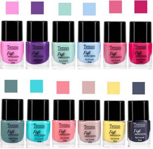 tenno ALL IN ONE NAIL PAINT PALETTE PURPLE, pastel peach, carnation pink, SKY BLUE, SEA BLUE