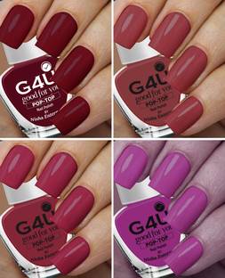G4U Bright 4 Piece Quick Dry Nail Polish Kit A12 Wine-Mauve-Brown-Plum