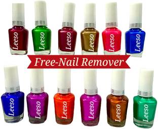 leeso Glossy Rich Pigmentation Quick Drying Formula,Long Lasting Nail Paint Combo Pack 12 Multicolor