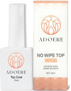 Adoere Combo Kit of UV Top Coat Glossy and Base Coat Rubber 15ml Each Pack TOP COAT, Transparent