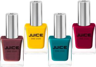 Juice ONE COAT NAIL PAINT COMBO LONG LASTING 11ML EACH PACK OF 4 CARNATION PINK - 47, RED CURRENT - 49, VIOLET FLAME - 67, SHIRAZ BROWN - 69