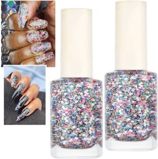 tanvi27 Long Lasting, Quick Drying, Professional Rainbow Glitter Nail Polish combo` RAINBOW