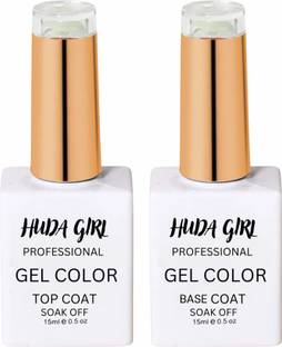 Huda Girl COMBO OF BASE COAT + TOP COAT Shine Finish & Long-Lasting for Women & Girls Multicolor