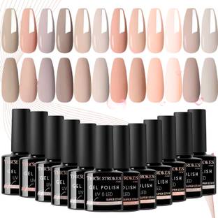 THR3E STROKES UV Gel Nail Polish Set Nude and Brown Warm Earthy Colors Gel Polish Kit 7.5ml V Series