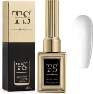 THR3E STROKES Gel Nail Polish UV | Long Lasting, High Gloss, Hema-Free for Nail Art | 44 - White (UV Lamp Needed)
