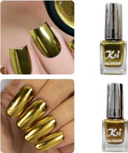 K10 Metallic Nail Polish Combo Multicolor (12ML Each) Golden,Lemon