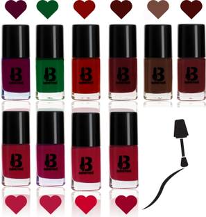 Banetion Matte Look Nail Paint Combo of 10 wiih Long Lasting Dark Shades