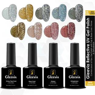 Gleevia Disco Reflective Glitter UV Gel Polish UV/LED Cured 8ml/each (13pc Combo) Multicolor