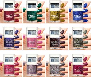 Ramp Walk High Gloss Glitter Nail Polish Quick Dry & Long Lasting 5 ml each combo 12 Pcs Multicolor