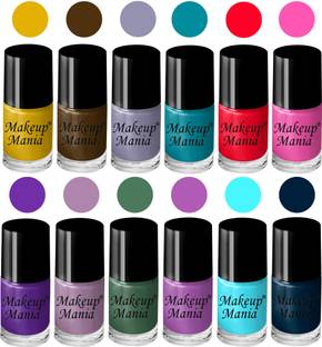 makeupmania Adorable Nail Polish Set of 12 Pcs (Set # 153) Red, Pink, Green, Blue