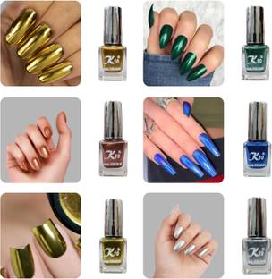 K10 Beautiful HD Color Nail Polish Combo Silver,Golden,Coffee,Blue,Green,Lemon