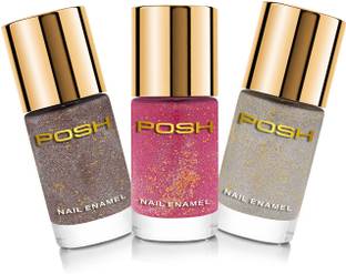 Posh 3D SAND TEXTURE NAILPOLISH, QUICK DRY,TOXIN FREE,9 ML EACH,108,104,112 HOT PINK, BRONZE,PEACH