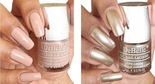 DeBelle Nail Polish combo gifts set of 2 Peony Blossom(Nude), Chrome Beige(Metallic Beige)
