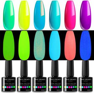 THR3E STROKES UV Gel Nail Polish Set Neon Glow Colors Glow in the Dark Gel Polish Kit 7.5ml NeonGD 76