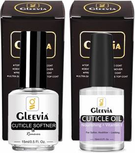 Gleevia Cuticle Softener & Cuticle Oil Combo Pack for Nourish & Moisturize Cuticles Clear