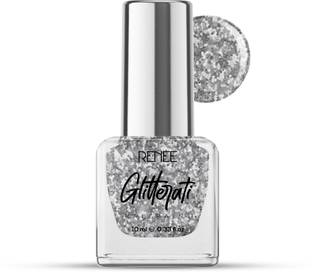Renee Glitterati Nail Paint Silver Confetti | Chip Resisting Formula with High Glitter Silver Confetti