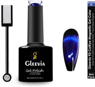 Gleevia 9D Cat Eye Nail Polish- Magnetic UV Gel Color 8ml with Magnet Combo Pack 9D06 Color: Dusky Blue