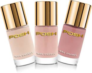 Posh HIGH GLOSS NAIL POLISH, QUICK DRY,TOXIN FREE,9 ML EACH,611,612,613, HYDRANGEA,ALMOND LATTE,CHAMPAGNE PINK,